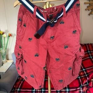 Aeropostale Red Cargo Shorts with Bull Dog Embroidery 31
